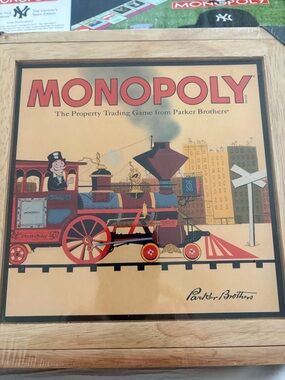 Monopoly Framed Game Art - Red & Blue Vintage Train